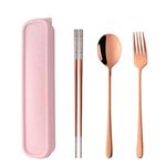 3 Piece Portable Flatware Set, Chopsticks, Fork and Spoon with Travel Case