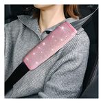 Bling Car Seat Belt Shoulder Pads, 2PCS Rhinestone Crystal Auto Seat Belt Covers, Diamonds Glitter Seatbelt Cushions for Women Girl, Car Decor Accessories for Most Cars, Trucks, SUV (Pink)