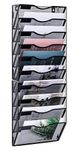 TQVAI 10 Tier Hanging Wall File Organiser Magazine File Holder Wall Mounted A4 Document Holder, Black