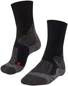 FALKE Men's TK1 Adventure Hiking Socks, Merino Wool, Breathable Quick Dry, Mid Calf, Thick Padding, Athletic Sock, Black (Black-Mix 3010), 12.5-13.5, 1 Pair