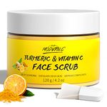 Face Scrub Turmeric and Vitamin C, Facial Peeling Cream Organics Microdermabrasion Facial Scrub, Brightening Exfoliating Clears Blackheads, Strawberry Extract Exfoliator Improve Dark Spot Acne