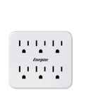 Energizer 6 Device Multi Plug Wall Outlet Extender (6) AC Power Outlets Grounded Power Strip Expander Outlet Splitter Plug in Adapter, ENG-TAP01