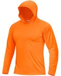 Boladeci SPF Shirts for Men Fishing Hoodie UPF 50+ UV Protection Sun Shirts Long Sleeve Summer Water Rash Guard Tops Tee T-shirts Swim Shirts L Orange