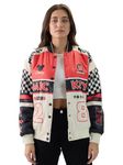 The Souled Store Official Mickey Mouse: Racing Club 28 Women and Girls Long Sleeve Button Front Graphic Print Oversized Fit Varsity Jackets