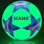 SCASEE Soccer Ball Size 4 Glow in The Dark Soccer Balls with Pump and Net Ball - Outdoor and Indoor Training Balls - Gifts for Kids,Men,Adults