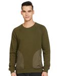 Amazon Brand - INKAST Men's Cotton Blend Crew Neck Sweatshirt (INK-A23-SW-46_Olive,Pocket_2XL)