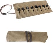 Pocket Knife Roll Bag,Waxed Canvas Small Knife Roll Up Pouch,Folding Knife Storage Case,Tactical Knife Protectors Sheath, Multi-Purpose Knife Roll with 8 Slots for Display Camping Hiking