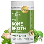 BEST BONE BROTH Premium Beef Bone Broth Concentrate Garlic Herb Flavour - Grass Fed, Pasture Raised Cattle - Healthier Skin & Nails, Healthy Digestion - Keto, Paleo - Bone Broth Collagen Protein Soup