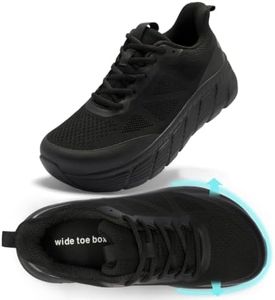 Men's Orthopedic Diabetic Extra Wide Walking Shoes: Supportive Orthotic Plantar Fasciitis Adjustable Fit Restaurant Sneakers, Comfy Arch Support Back Foot Ankle Pain Relief Shoes Black Size 10.5