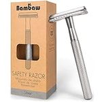 Double Edge Safety Razor Silver| Zero Waste Razor for Men and Women | Safety Razor Eco-Friendly | Fits All DE Razor Blades | Eco-Friendly and Reusable | Classic Safety Razor Metal | Bambaw