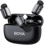 BOYA mini Microphone wireless for iPhone, Andriod, Mini Mic 5g Ultralight, Lavalier Microphone, AI Voice Changer, 3-Level Noise Reduction, 30h Charging Case, Lapel Mic, Clip on Mic with USB-C Plug