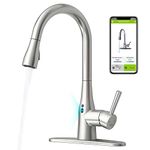 GOESMO Touchless Kitchen Faucet with Pull Down Sprayer, Motion Sensor Kitchen Sink Faucet with 1 Handle 2 Modes Magnetic Docking Spray, Smart Kitchen Faucets for Sink 1 or 3 Holes Brushed Nickel/APP