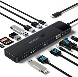 Docking Station USB C 3*Display -13 in 1, Lemorele Hub USB C Dual Monitor con 2 HDMI 4K, VGA, AUDIO, 3 USB 3.0/2 USB 2.0, USB-C 3.0, PD 100W, SD/TF, USB C Docking Station a MacBook/DELL/Windows/HP