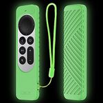 Dealfreez Protective Silicone Case Compatible with New Siri Apple TV 4k 2nd Generation Remote Skin-Friendly Shock Proof Anti-Slip Washable Protective Cover Sleeve (Glow in Dark Green)