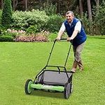 Hanmorfarbi 50.8CM Wide Manual Lawn Sweeper 5-Blade Artificial Grass Brush with Grass Collection Bag,9 Gears Adjustable Lawn Mower on Wheels,Leaf Collector for 500㎡Mowing Area, YLNXD8A2WDML8-LRX-K