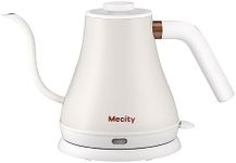 Mecity Electric Kettle Stainless Steel Gooseneck Water Kettle Water Boiler for Pour Over Coffee Fast Heating, Auto Shut Off, 27 fl oz, 1000W, Milk White