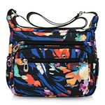 Nawoshow Nylon Floral Multi-Pocket Crossbody Purse Bags for Women Travel Shoulder Bag, T09-colorful, Large, Durable