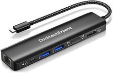 USB C Hub Multiport Adapter, DockteckExpand USB C Dongle 7 in 1 with 4K 60Hz HDMI Port, 1Gbps Ethernet, 100W PD, 2 USB 3.0 Ports, SD/TF Card Reader for MacBook iPad HP Dell XPS and More