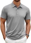 COOFANDY Mens Golf Polo Shirt Short Sleeve Moisture Wicking Dry Fit Performance Sport Casual Stylish Collared Shirts Light Gray