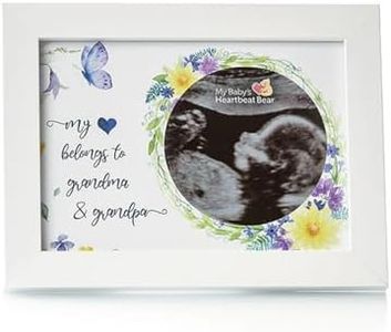MBHB Wooden Ultrasound Photo Frames, 5x7 Real Wood White Picture Frame with 3.5" Circular Cutout, Beautiful Display for Baby's First Scan, Ideal Gift, Suitable for Nursery/Bedroom, Grandparents