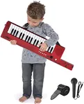 Pyle, Digital Musical Karaoke Portable Electronic Piano Keyboard with Built-in Rechargeable Battery & Wired Microphone, Red (37 Keys) (PKBRD87RD.5)