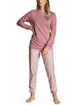 CALIDA Women's Lovely Nights Pajama Set, Opaque, Rose Bud, 44-46