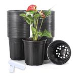 JERIA 50-Pack 1 Gallon Nursery Pots, Plastic Pots for Plants, Seedling Pots for Potting, Succulent, Planting Pots with 50 Plant Labels