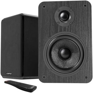LONPOO Bluetooth Bookshelf Speakers, 60W Powered Speakers 1" Silk Domed Tweeter and 4" Woofer Record Player Speakers with Bluetooth/AUX-in/Optical/RCA (Black)