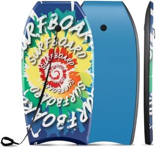 GYMAX Boogie Boards for Beach, 33"/37"/41" Body Board with EPS Foam Core, Crescent Tail, Dual Channel & Wrist Leash, Lightweight Bodyboard for Kids, Youth, Adults (Whirlpool, 33)