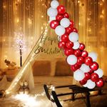 Party Propz Propz Birthday Decoration Items-25 Pcs,Happy Birthday Decoration For Husband Wife|Cabana Tent For Birthday Decorations Girls Boys|Bday Decorations Men Women|White,Red Balloons,Net Curtain