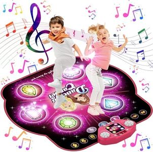 KIZJORYA Alfombra de Baile Juguetes Conmutable de 4 y 6 Teclas para Niños 3 4 5 6 7-12 Años, 9 Capas Luminoso Tapete de Juego de Alfombra Musical para Niños, Juguetes para Niñas Niños de 3 a 12 Años