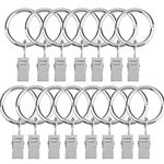 ENTHUR 15 Pcs Curtain Rings with Clips Decorative Drapery Rings Rustproof Vintage 1 Inch Interior Diameter (Silver)