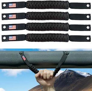 Binazon 4 Pack Roll Bar Paracord Grab Handles Compatible with 2021–2025 Ford Bronco 2/4 Door, 4 Pack Heavy Duty 300 lbs, Non-Slip Off-Road Grip, No Drill, Airbag Safe, Not for Bronco Sport