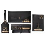 AICA Personalized Name & Charm Leather Wallet Giftset for Women (Black) | Customize Combo Office Corporate Giftset Gifts for Women Employees Clients Staff Office Colleague