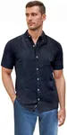 ETHANOL Men Classic Slim Fit Woven Short Sleeve Wrinkle Resistant Print Shirt MSTL46568 F11BLU Blue 3XL