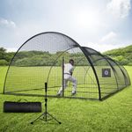 Smocraut Batting Cage Baseball Batting Cages for Backyard, Portable Baseball and Softball Batting Cages for Pitching Training with Target and Carry Bag (30X13X9 FT with Ball Tee, Enclosed Cage)