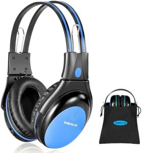 SIMOLIO Wireless IR Headphones with 3 Levels Volume Limiting, in Car IR Headphones with Audio Share, IR Wireless Headset for Headrest Car DVD, 2 Channel Foldable Car Headsets, Storage Bag and AUX Cord