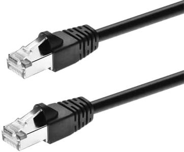 Monoprice Cat6A 75ft Black Patch Cable Double Shielded (S/FTP) 26AWG 10G Pure Bare Copper Snagless RJ45 Fullboot Series Ethernet Cable