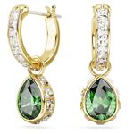 Swarovski Stilla Drop Earrings, Pear Cut, Green, Gold-Tone Plated For Women