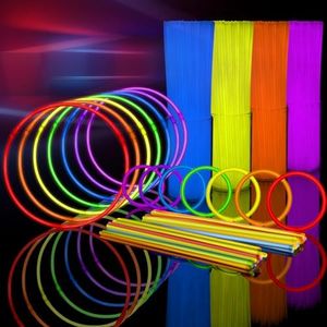Vicloon Barras Luminosas,100pcs Pulseras Luminosas con Conectores, Pulseras Luminosas, Pulseras Luminosas Fluorescentes, Kits para Crear Pulseras y Collares, Carnaval Festividad Fiestas Disfraces