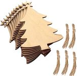 LEBERY 50pcs Wooden Christmas Ornaments Natural Wood Slices Unfinished Predrilled Wooden Crafts to Paint Christmas Tree Hanging Ornaments Wood Cutouts Christmas Centerpieces Decoration DIY Crafts