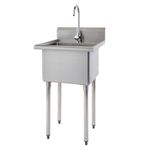 TRINITY THA-0307 Basics Stainless Steel Freestanding Single Bowl Utility Sink for Garage, Laundry Room, and Restaurants, Includes Faucet, NSF Certified, 49.2 21.5 24-Inch, Chrome