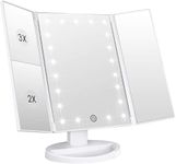 WEILY Makeup Mirror with 21 Natural LED Lights, 3X/2X Magnification, Batteries/USB Dual Power Supply Lighted Cosmetic Mirrors (White)