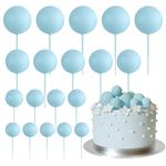 ASTARON 20 Pcs Ball Cake Topper Decorations Mini Balloons Cake Topper Sticks Light Blue Balls Cake Picks Cake Topper Balls Cake Decorations for Wedding Birthday Cake Decorations