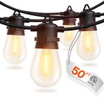 addlon 50FT LED Outdoor String Lights Waterproof Patio Lights with Edison Shatterproof Bulbs, Commercial Grade Weatherproof Strand, ETL Listed Decorative for Garden or Patio