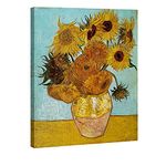 Wieco Art Sunflower Large Canvas Prints Wall Art by Vincent Van Gogh Oil Paintings Reproduction Modern Stretched and Framed Floral Giclee Flowers Pictures Artwork for Bedroom Home Office Decor