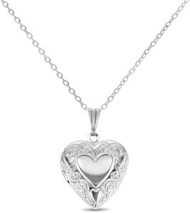 Silver Tone Picture Photo Small Love Heart Locket Necklace Kids Girls Pendant 16