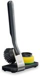 Joseph Joseph SinkTech Dish Brush and Sponge Set with Large Stainless-Steel Storage Stand, Durable Bristles, Replaceable Heads