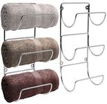 Sorbus Towel Holder for Bathroom Wall - 6 Level Wall Mounted Towel Rack Shelves for Rolled Bath Towels, Washcloths, Linen - Silver Hanging Towel Racks for Bathroom, Spa, Salon, Towel Storage Organizer