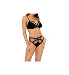 Dreamgirl Women's Velvet Strappy Underwire Bra & Panty Set Lingerie, Black, XL